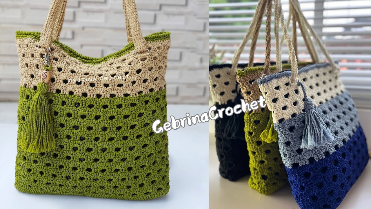 Pemula Wajib Coba Tote Bag Motif Cantik & Cepat Selesainya || Crochet Tote Bag Beginner Friendly
