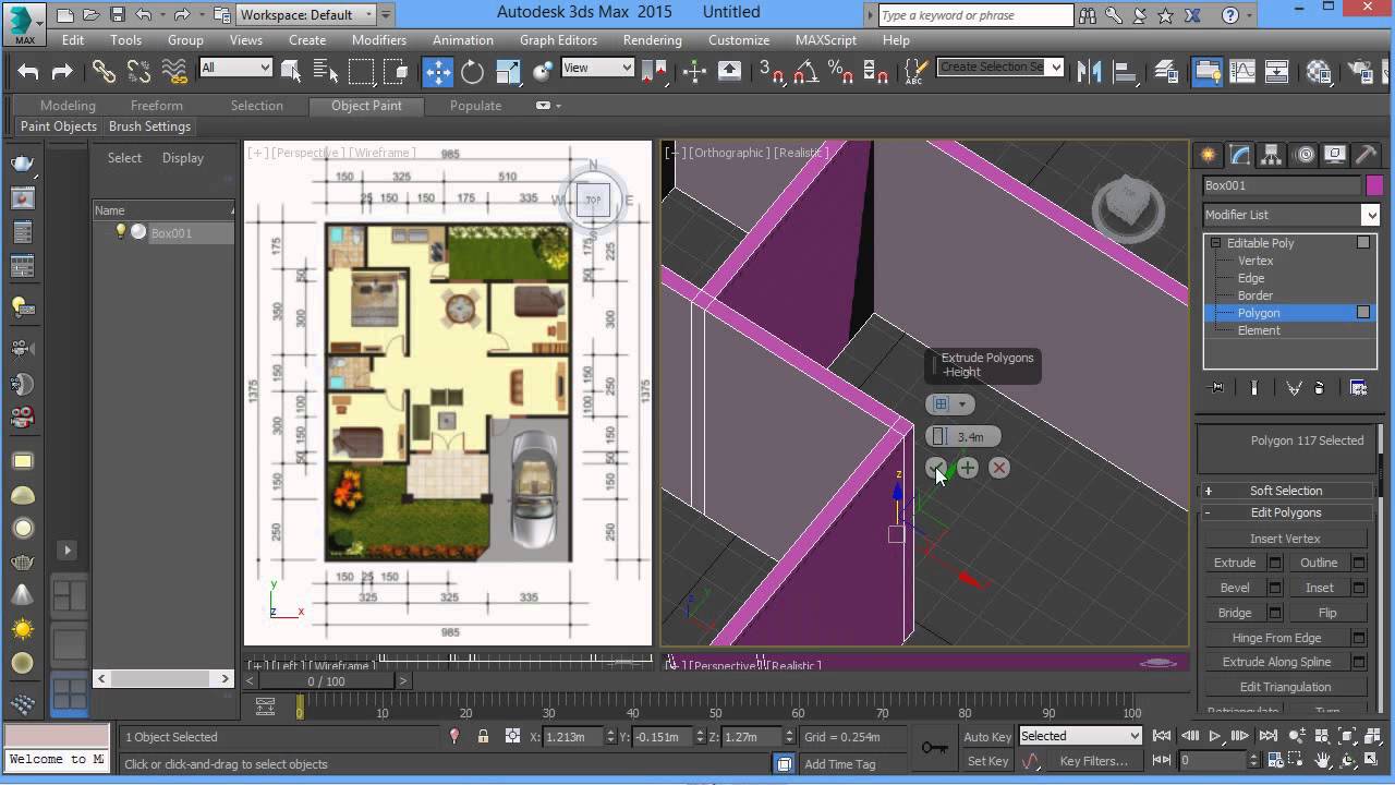 3D Max Making House Part 1 - Wall
