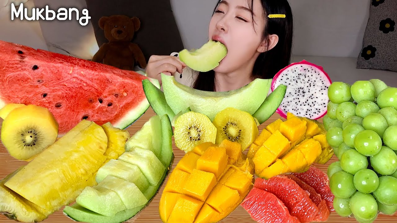 Фруктовый мукбанг!🍋🥝🍑🍊🍈🍉Мелон, манго, золотой киви, грейпфрут, арбуз,яблочный манго,ананас,виноград