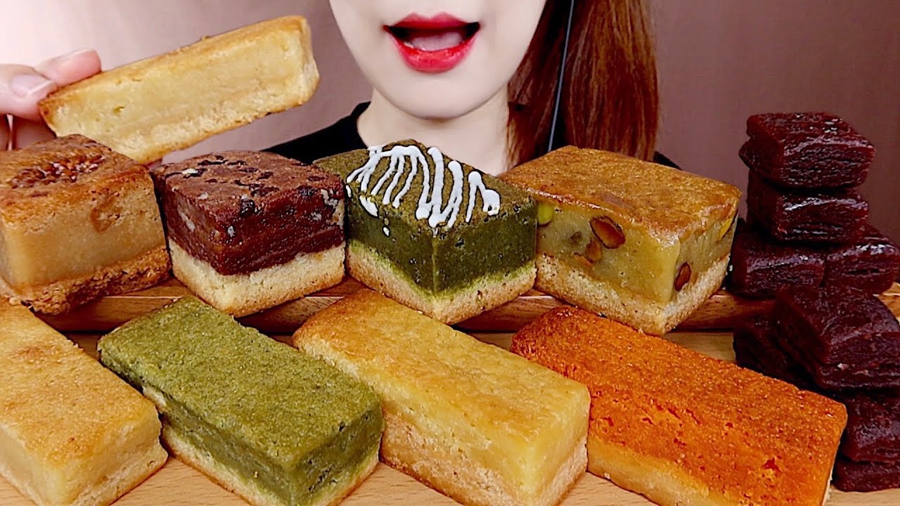 ASMR 바삭꾸덕 버터바 모음🧈 브라우니 약과 디저트 먹방 GOOEY BUTTER CAKE BARS, BROWNIE YAKGWA MUKBANG eating sounds