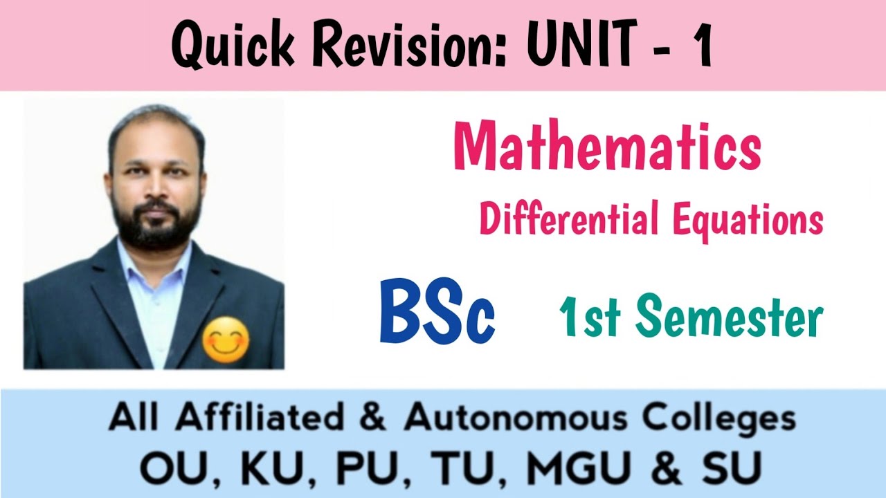 BSc 1st Sem Maths Differential Equations Unit-1 Full Explanation & Quick Revision | Abed Sir