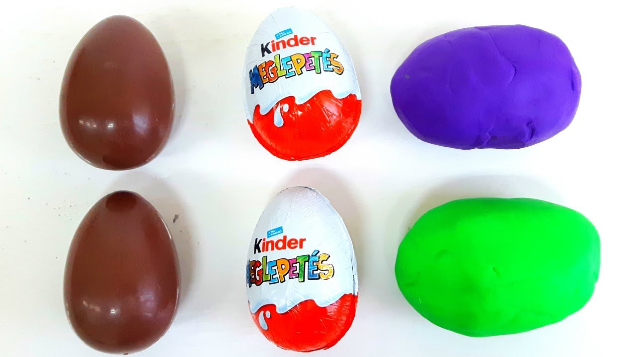 Kinder Surprise Eggs VS Play Doh Eggs Surprise Toys Purple ToysReview 3 Kinetic Sand Ice Cream Cups
