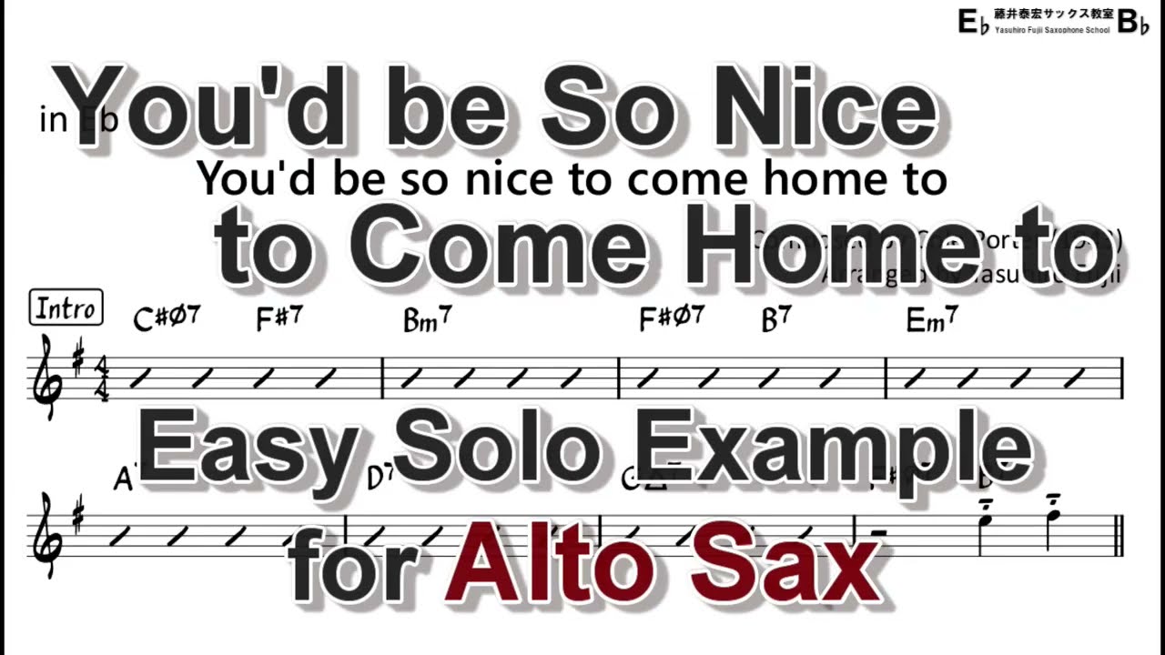 You'd be so nice to come home to - Easy Solo Example for Alto Sax (Revised)