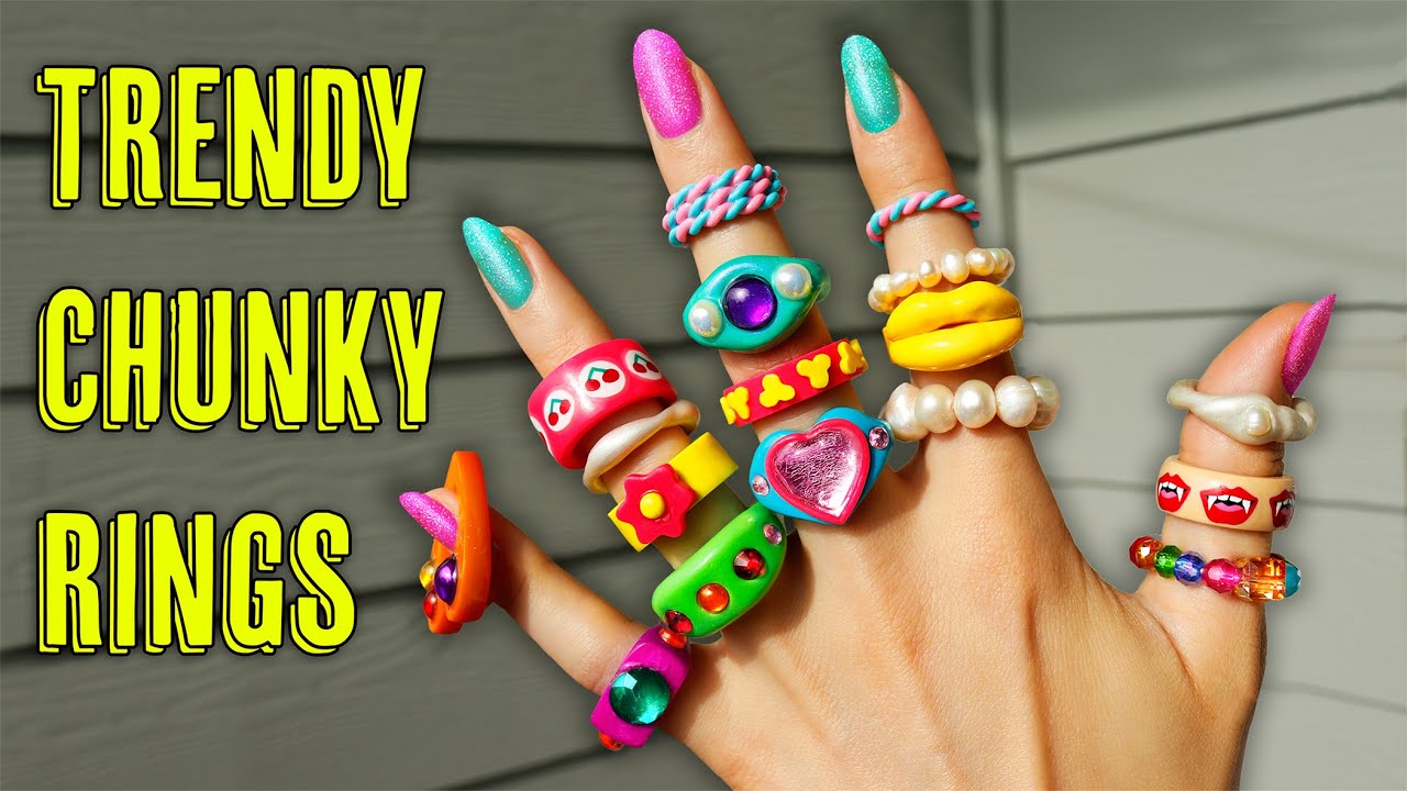 DIY Trendy Chunky Rings 2021 from Polymer clay!
