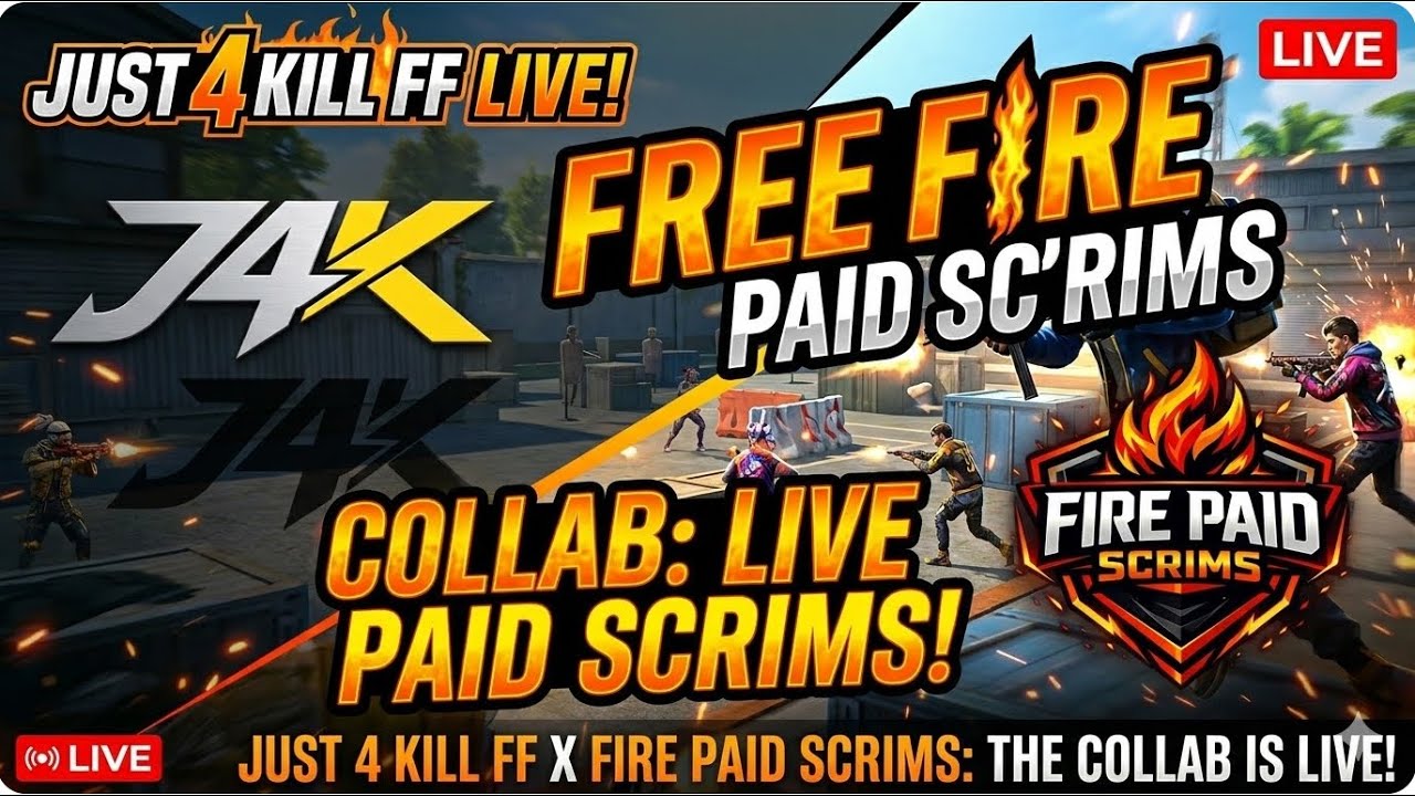 FREE FIRE PAID SCRIM LIVE  ||FIRE PAID SCRIMS x J4K FF: THE ULTIMATE COLLAB! 🔥🏆 (FREE FIRE LIVE)