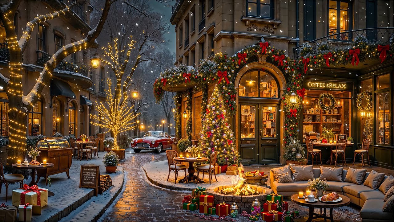 Christmas Ambience at Cozy Coffee Shop Ambience 🎄 Smooth Christmas Jazz Music for Work, Study