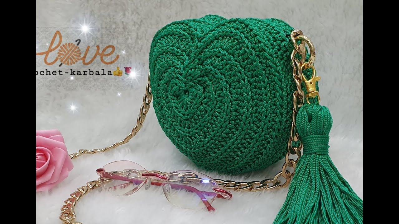شنطة كروشيه موديل قلب❤ جميلة ومميزة وسهلة جدا للمبتدئين  how tow crochet heart bag