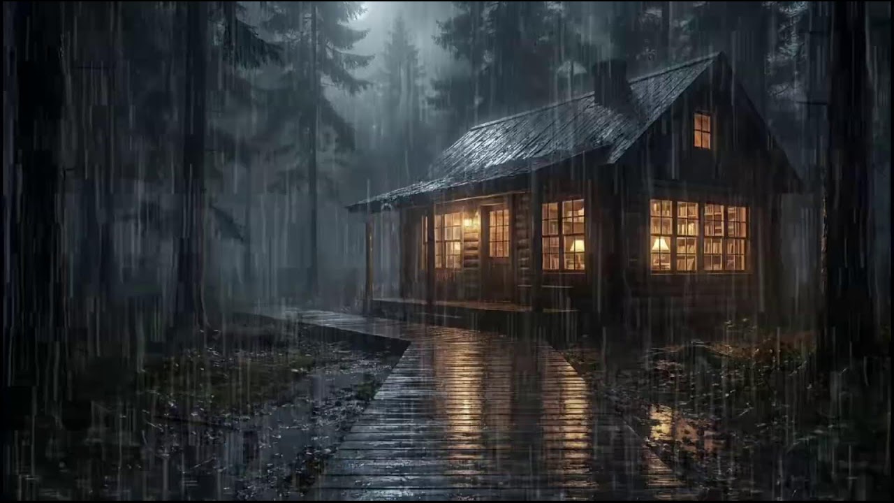 Rainy Forest Cabin at Night 🌧 | Soft Rain Ambience to Ease Insomnia and Drift Into Deep Rain Sleep