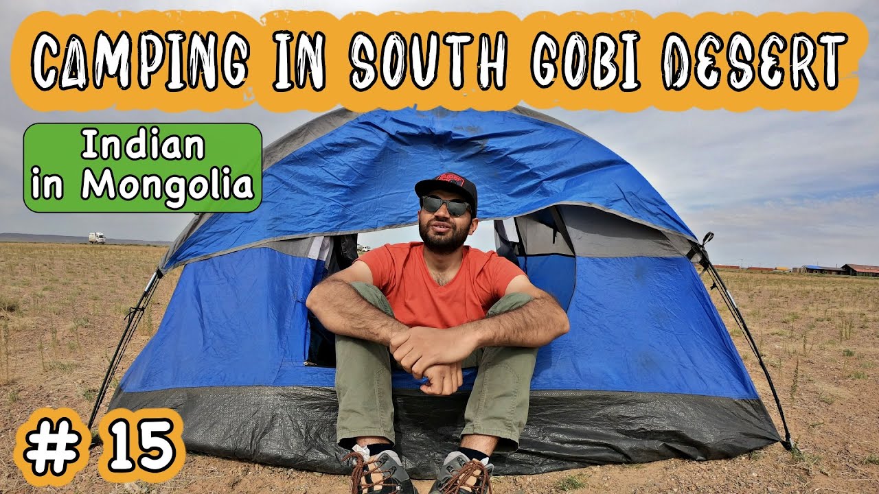 TWO INDIANS CAMPING IN GOBI DESERT, MONGOLIA