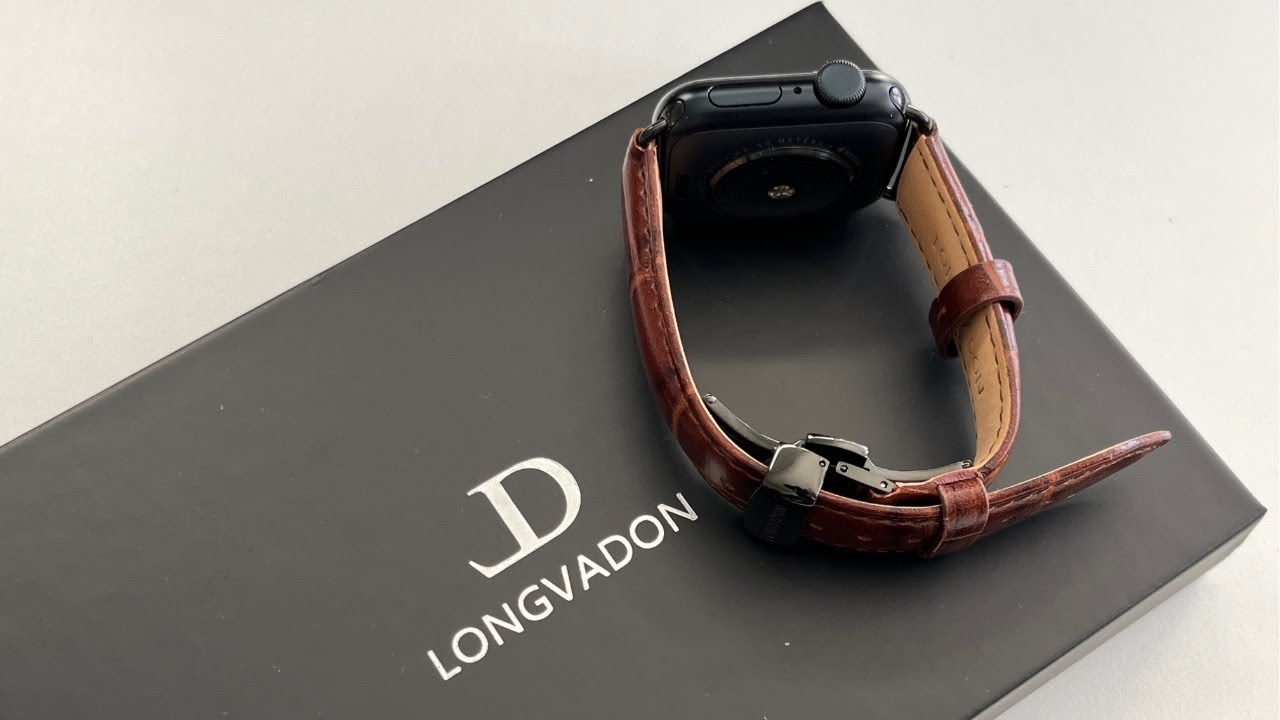 Ремешок из коричневой кожи красного дерева серии Longvadon Caiman для Apple Watch и Apple Watch S...