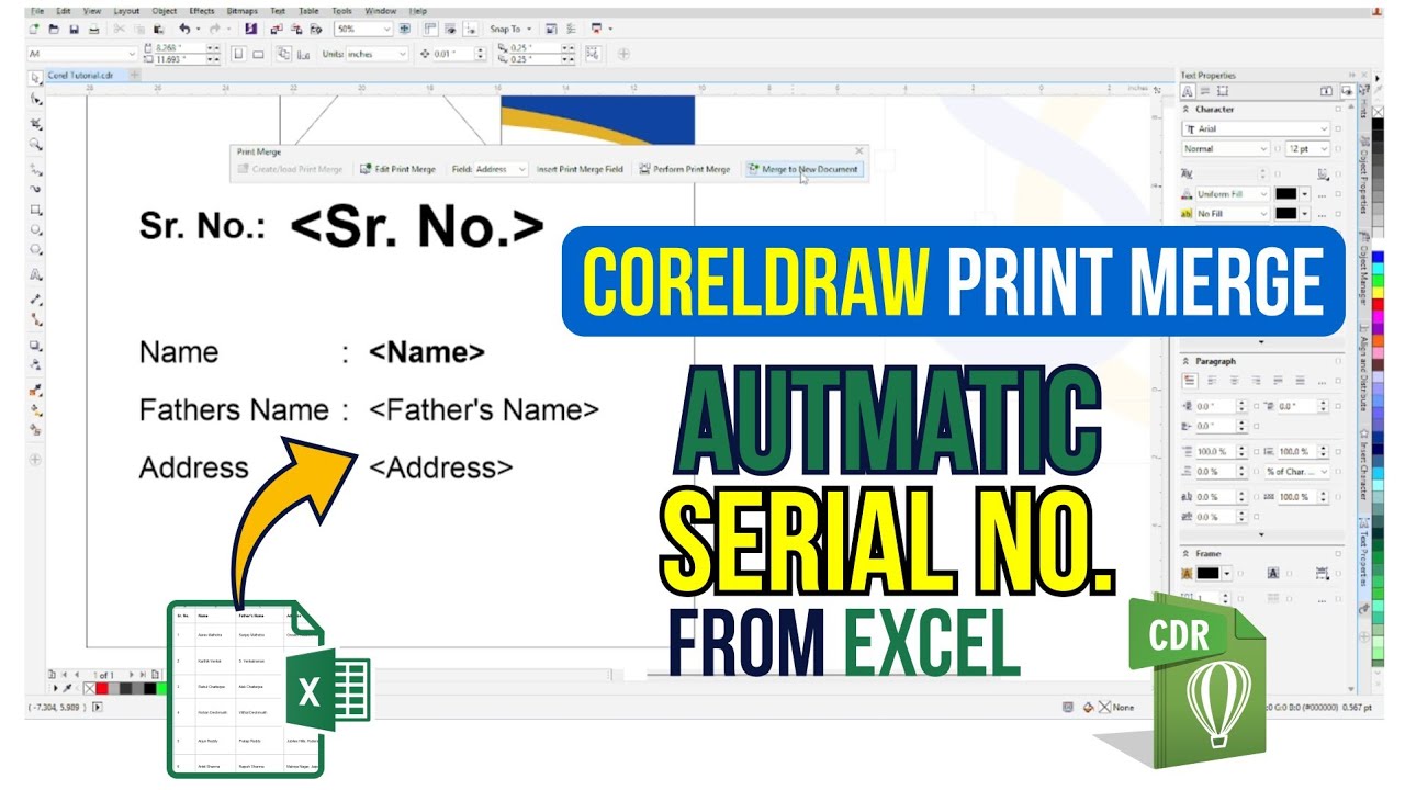 CorelDRAW Print Merge Tutorial | Create Bulk Name Designs from Excel Automatically  @sgprographics 