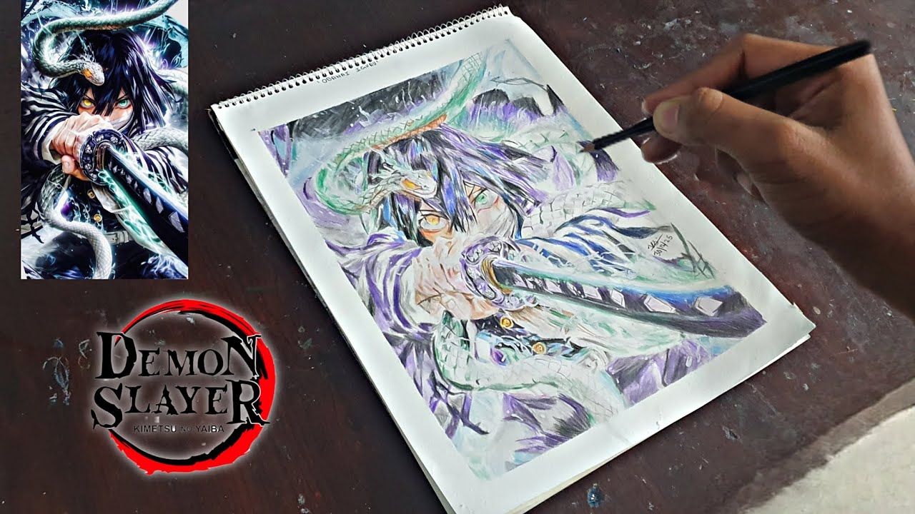 Drawing Iguro Obanai, Serpent Hashira 🐍, Demon Slayer, Pencil sketch, VIRAT CREATES 