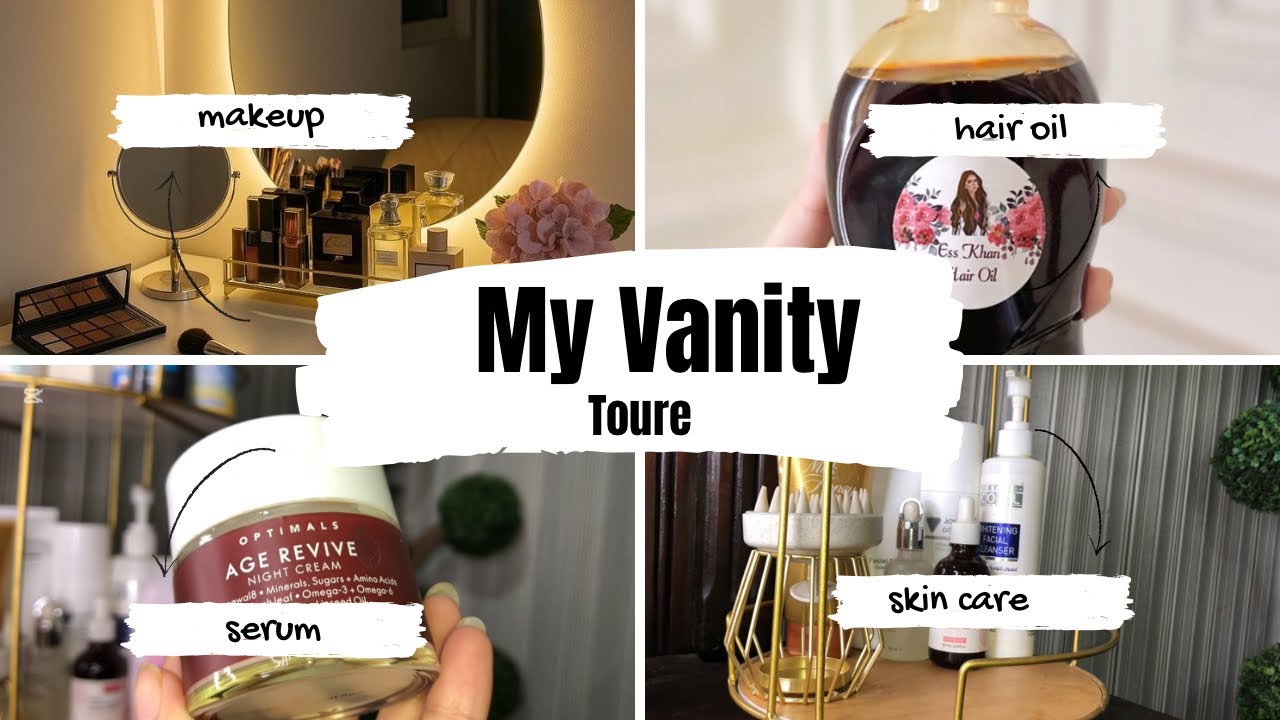 Vanity tour alert! 🚨|| skin care daily authentic products💄The best hair oil❤️with hair care