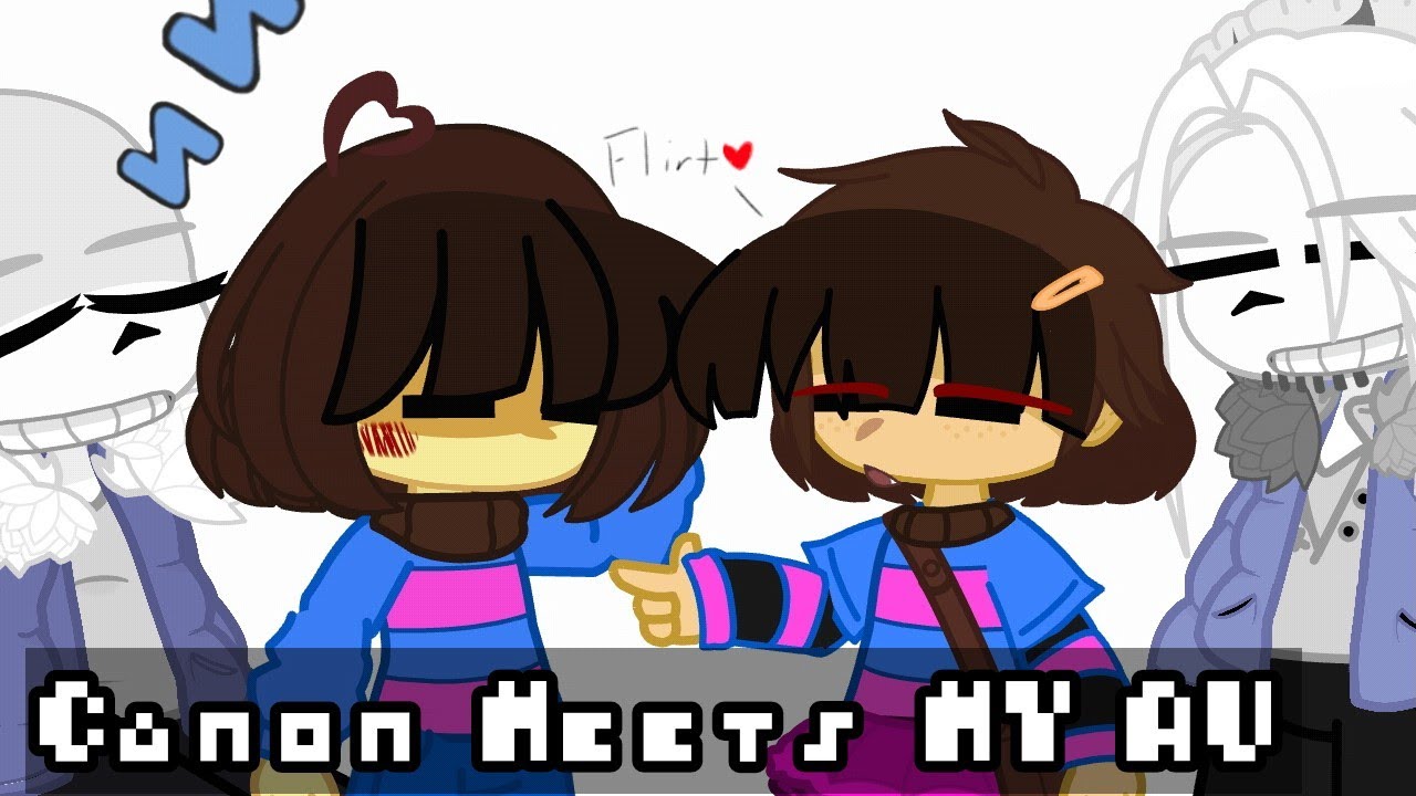 ⭐️Canon Sans and Frisk meet my AU, 💅⭐️