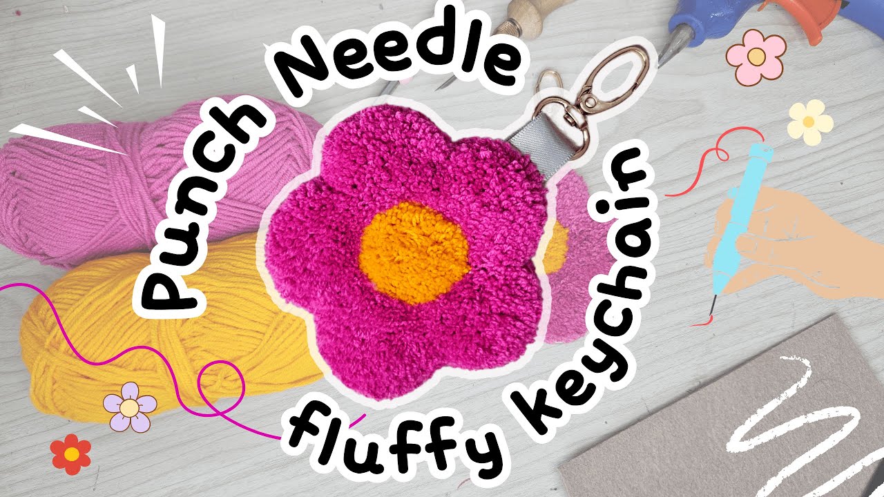 [Beginner] Fluffy Punch Needle flower keychain 3D sculpting 2025