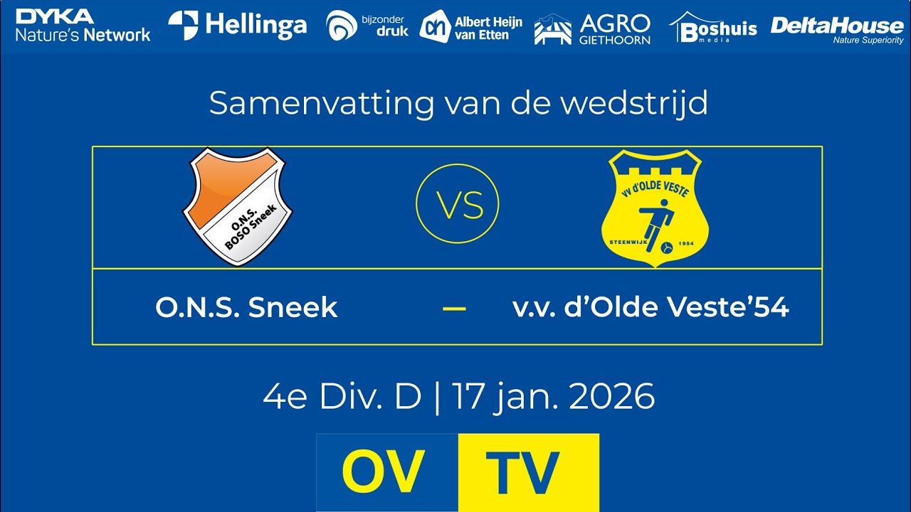 OV-TV | Samenvatting | ONS Sneek - v.v. d'Olde Veste '54 | 17-01-2026 | 4e Div. D