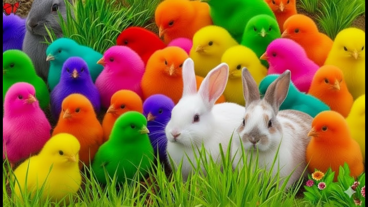 Baby Animal Rainbow: Piglet, Cow, Rabbit, Cat, Horse, Chicken, Duck, Dog - Animal Sounds