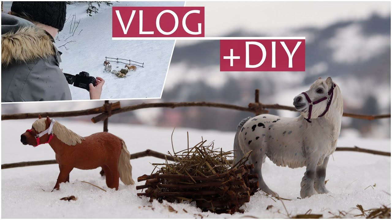 Vlog: Zimowe zdjęcia modeli koni | DIY paśnik i ogrodzenie dla figurek Schleich, Collecta, Mojo
