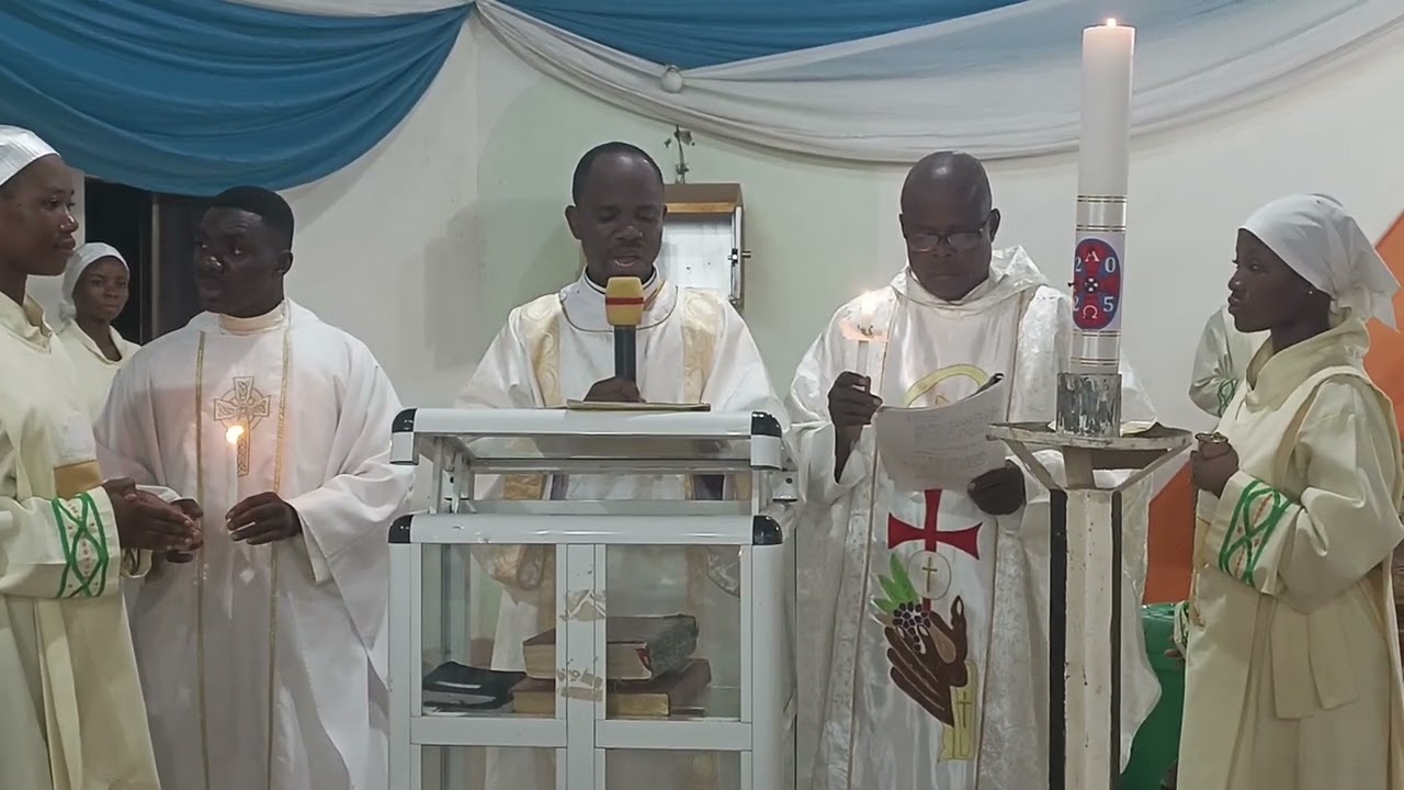 Deacon sings the song on the Easter Vigil Mass