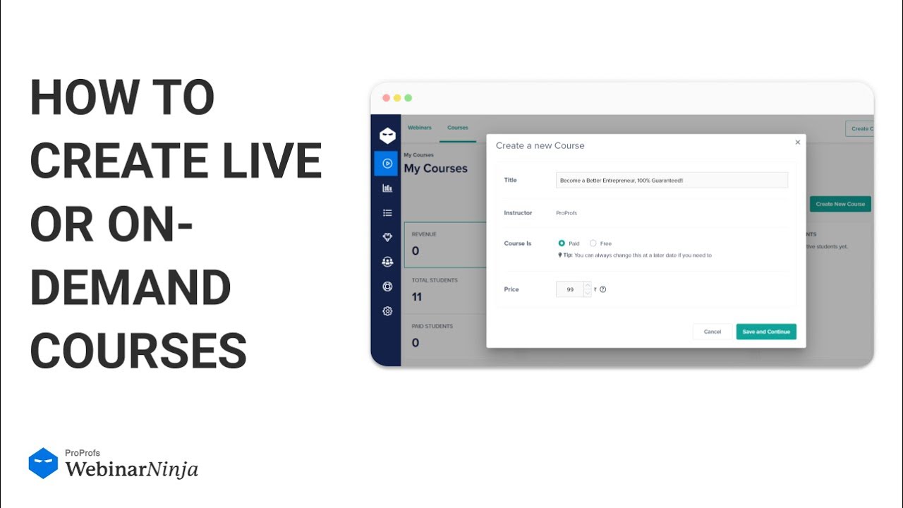 How to Create Create Live or On-Demand Courses | WebinarNinja Courses