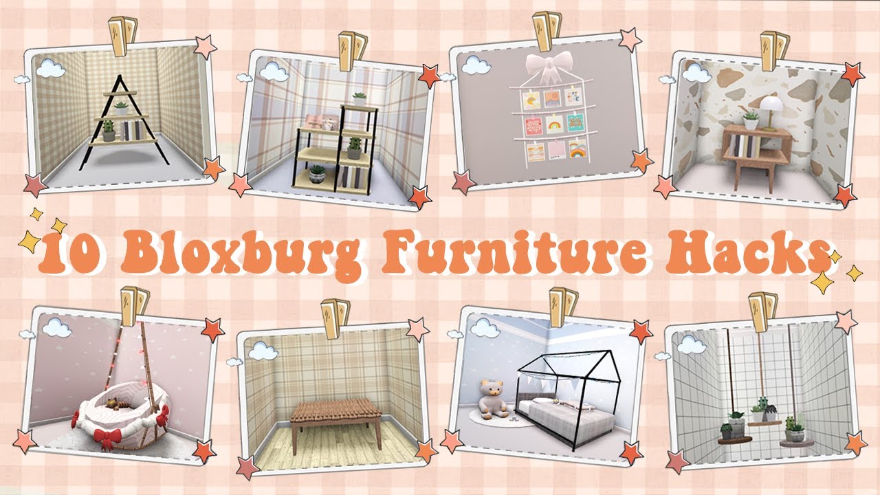 Bloxburg : 10 Furniture Building Hacks w/ New Strings, Ropes and Garlands | Update 0.9.3 | Series 10