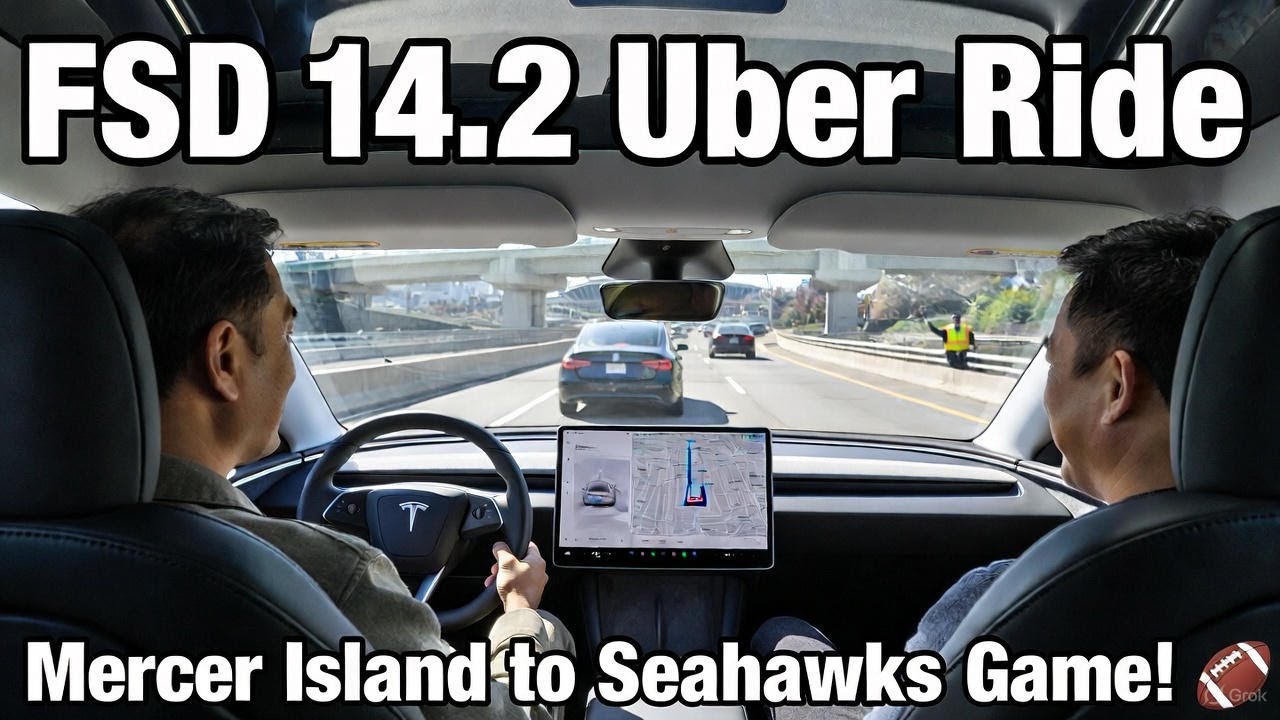 FSD 14.2 Uber Ride: Mercer Island to Seahawks at Lumen Field - How Did It Perform