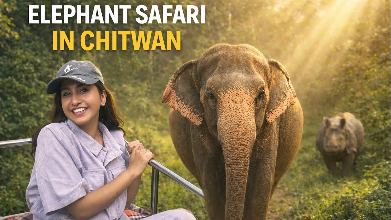 JUNGLE SAFARI WITH BIJULI KALI 😘 famous elephant of Chitwan #alizehjamali 