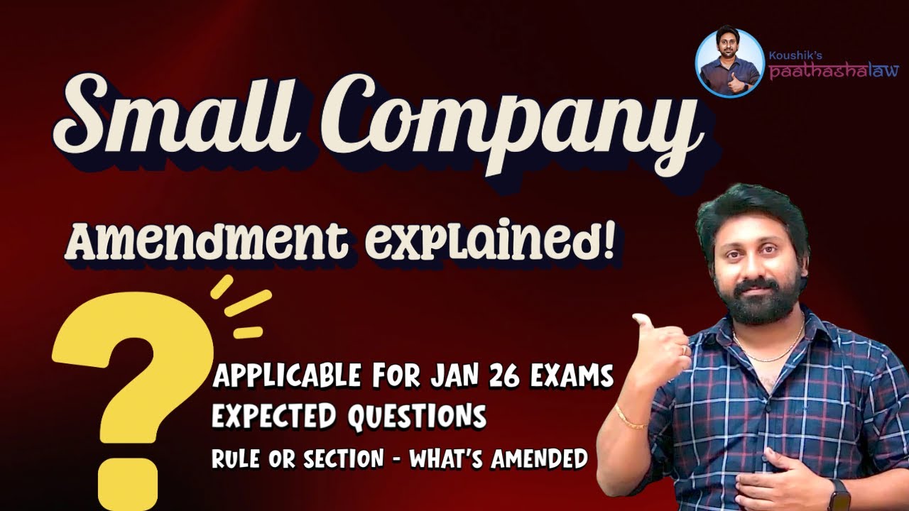 SMALL COMPANY AMENDMENT - FACTS REVEALED - CONFUSION CLEARED