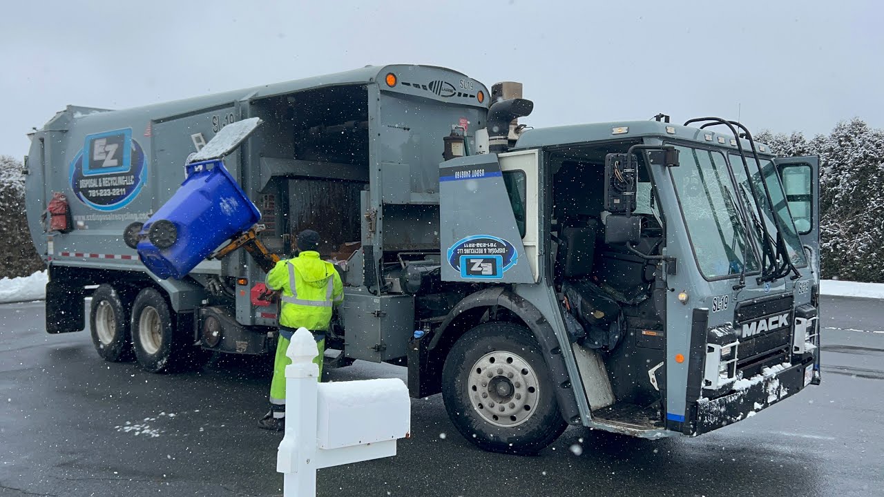 EZ Disposal Garbage Truck Packing Snowy Recycling