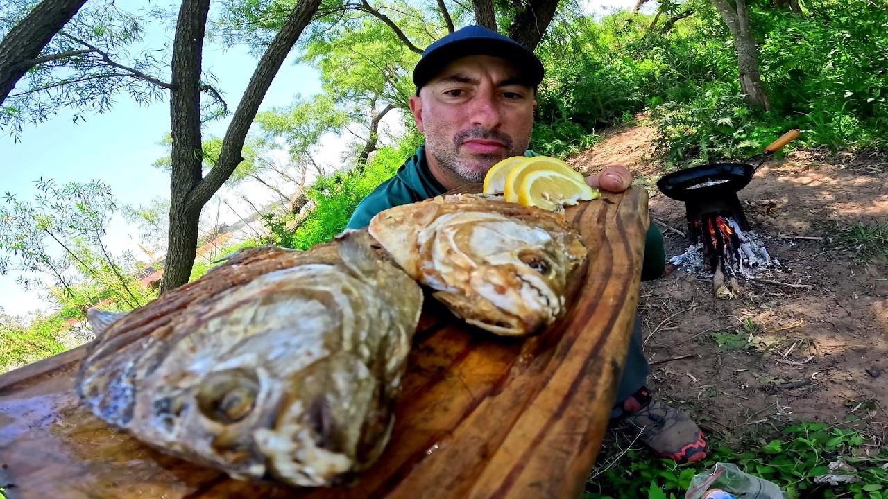 Pesca y Cocina PIRAÑAS FRITAS en LA ISLA. Aventura EXTREMA por senderos peligrosos. pesca urbana