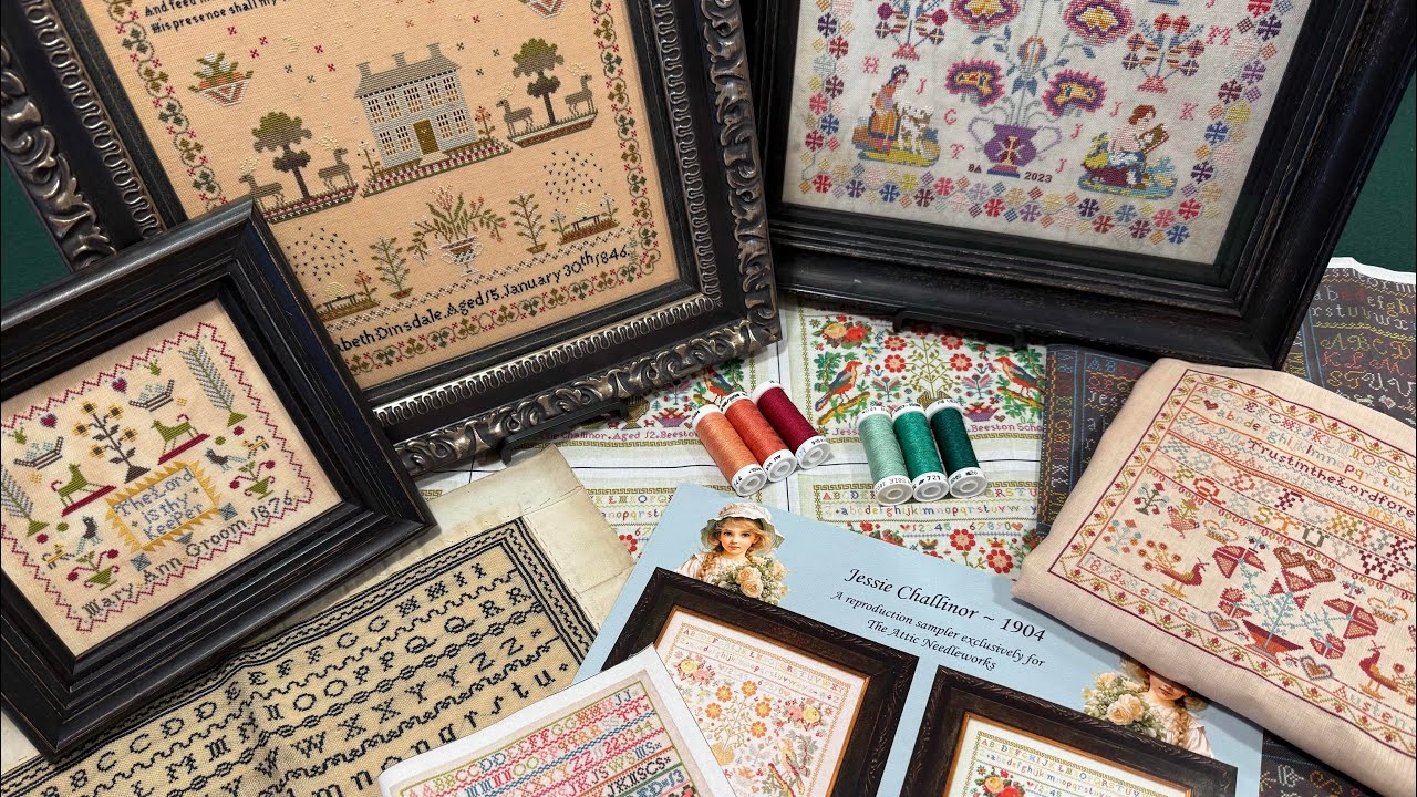 Flosstube #401 - Samplers and more samplers - antiques, finishes, a start and the next project