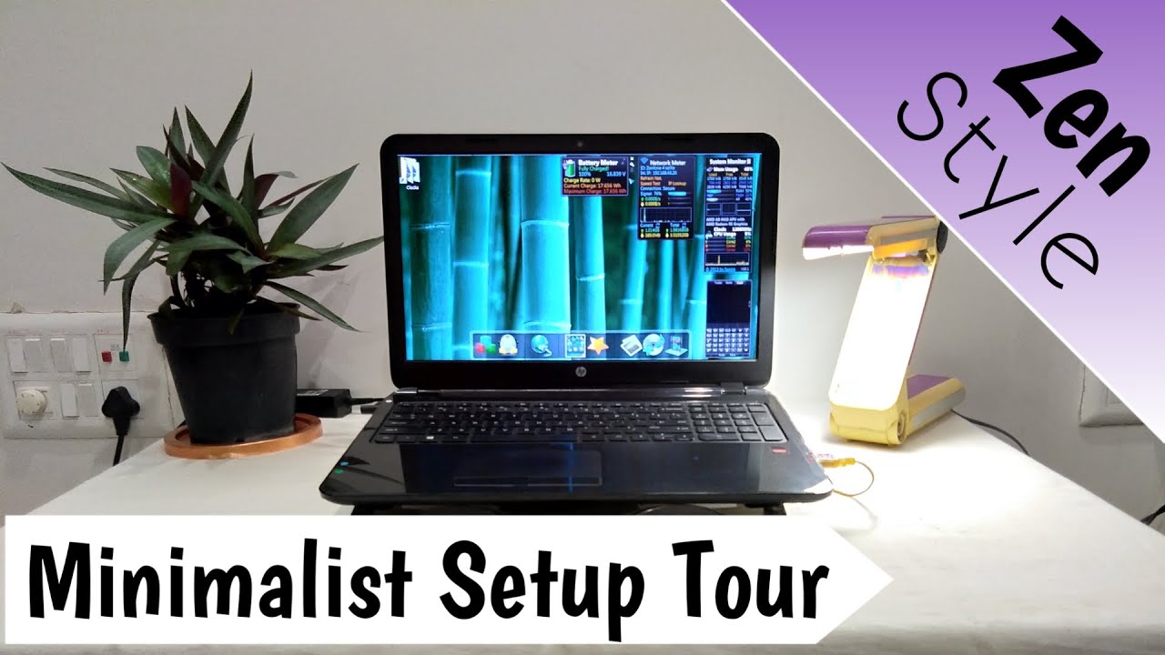 [Eng] Zen Style Minimalist AMD Laptop Setup Tour | My Secondary Desk Aug 2020 | HP A8 Granite