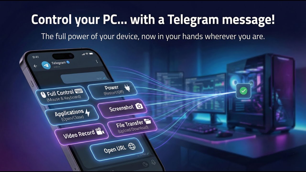 Control Your PC via Telegram with Mouse & Keyboard | TG Remote PC Premium