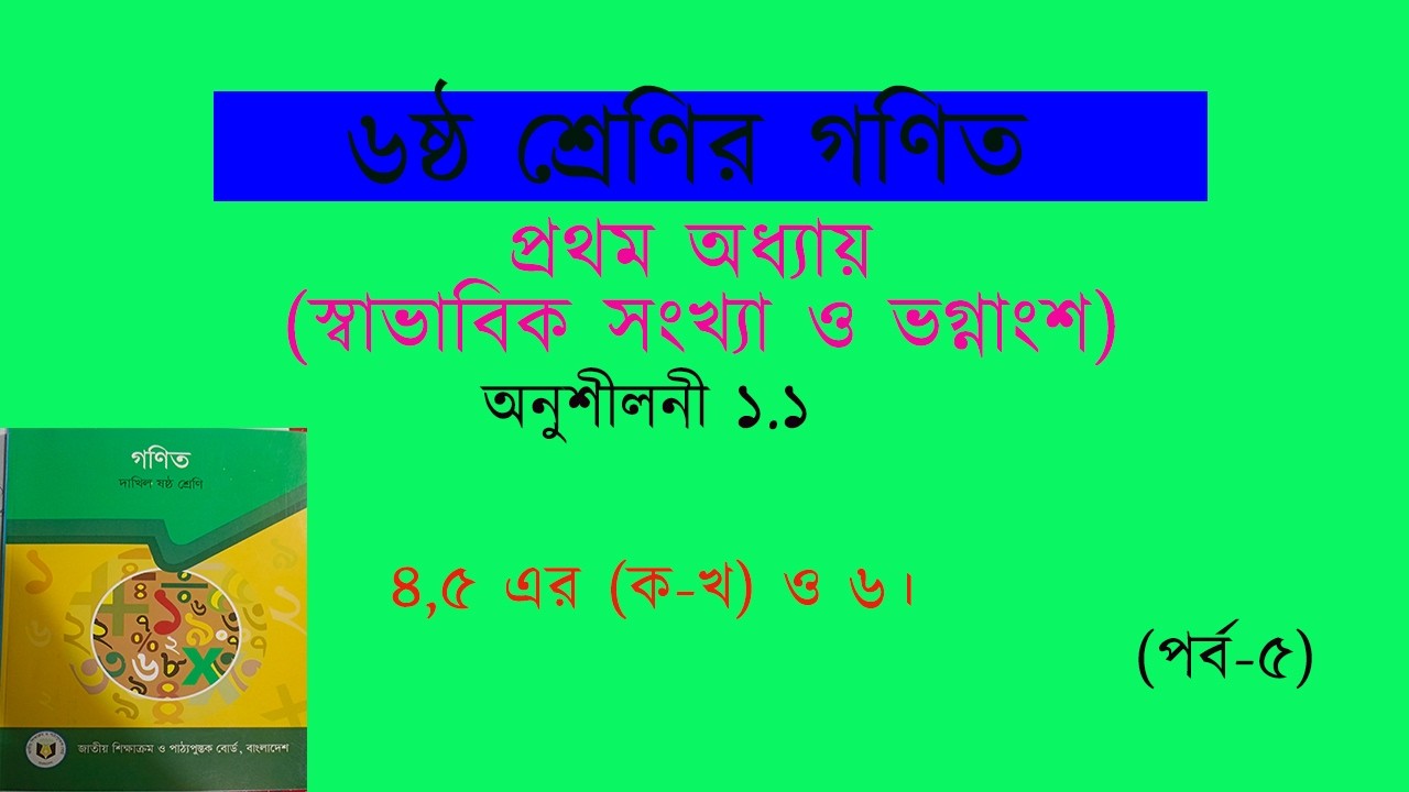 ৬ ষষ্ঠ শ্রেণির গণিত প্রথম অধ্যায় । অনুশীলনী ১.১ Math class six 2026 chapter 1.1 Math 6।