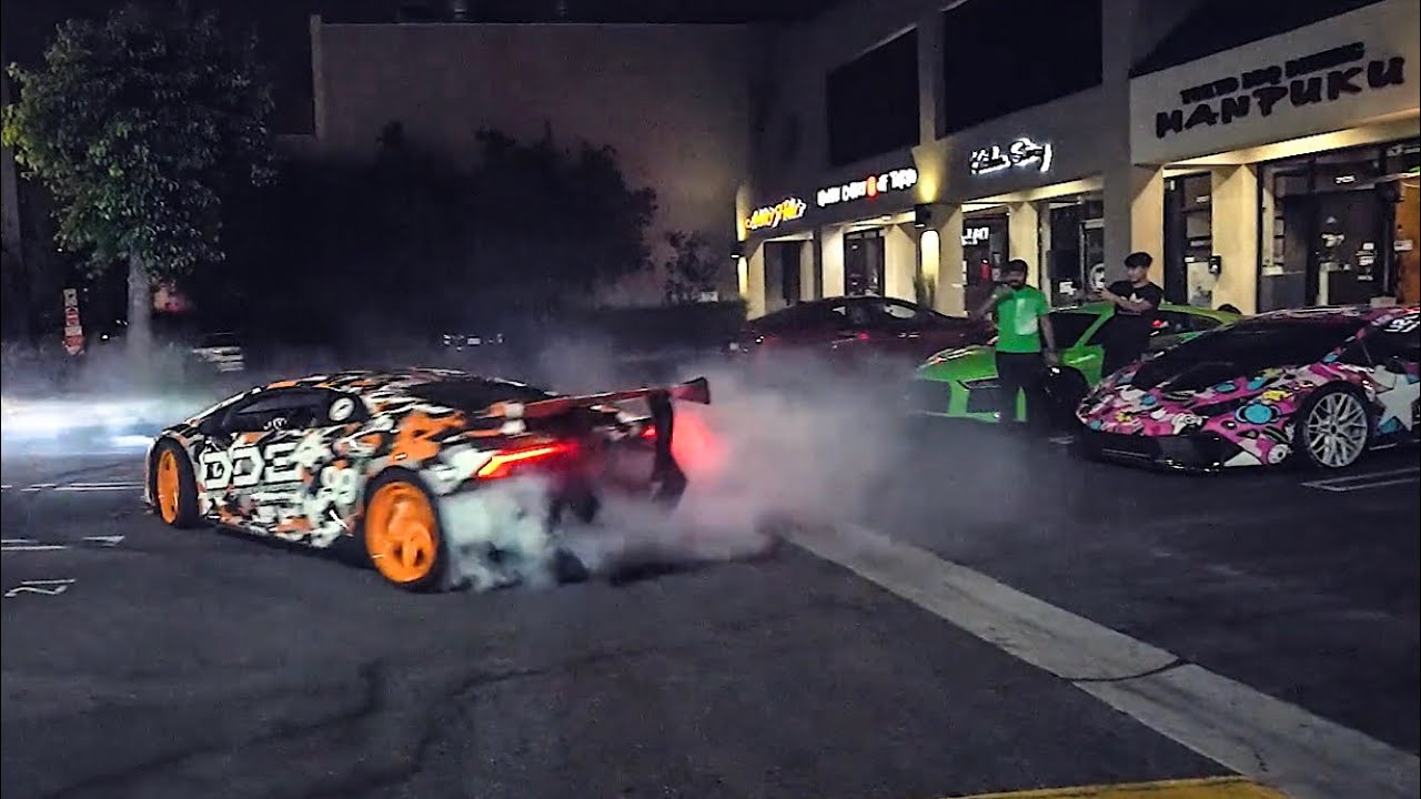 LAMBORGHINI DESTROYS PARKING LOT FOR BLACK CARD AT TATSU!