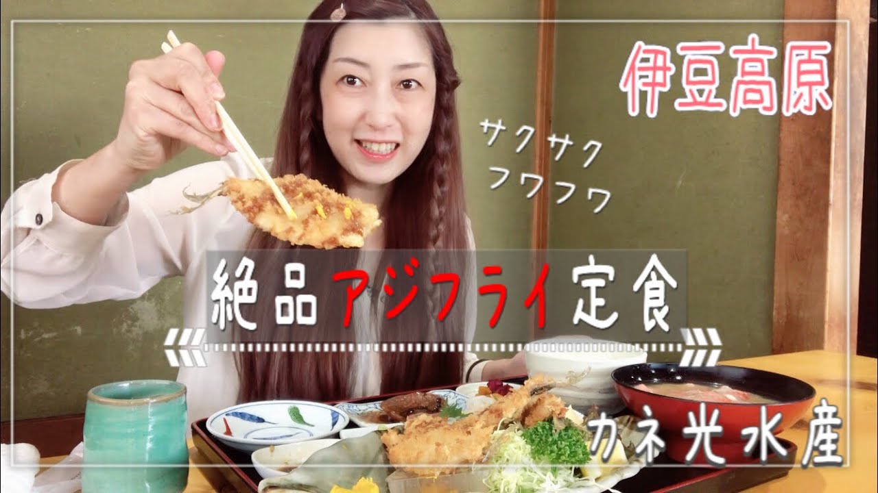 【伊豆高原】サクサク、フワフワのアジフライ定食/お刺身もお味噌汁も最高だった #アジフライ #定食 #伊豆 #お店紹介
