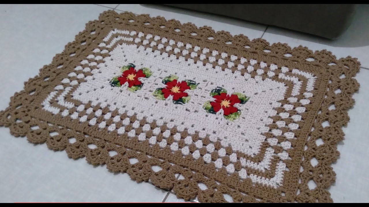 Tapete  de crochê  retangular Castanha  e Harmonia modelos lindos, diferentes  e econômicos.
