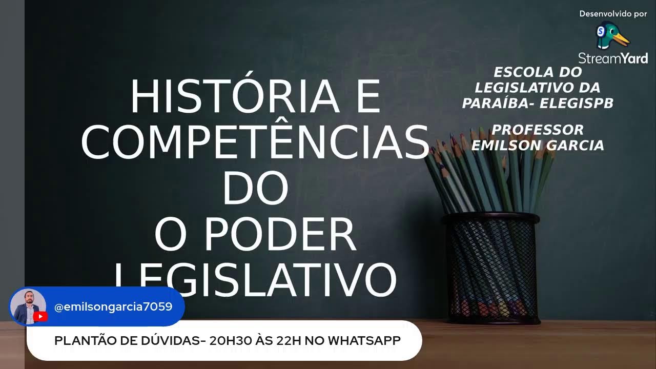 II AULA- HISTÓRIA E COMPETÊNCIAS DO PODER LEGISLATIVO (05/03/26) ELEGIS-PB