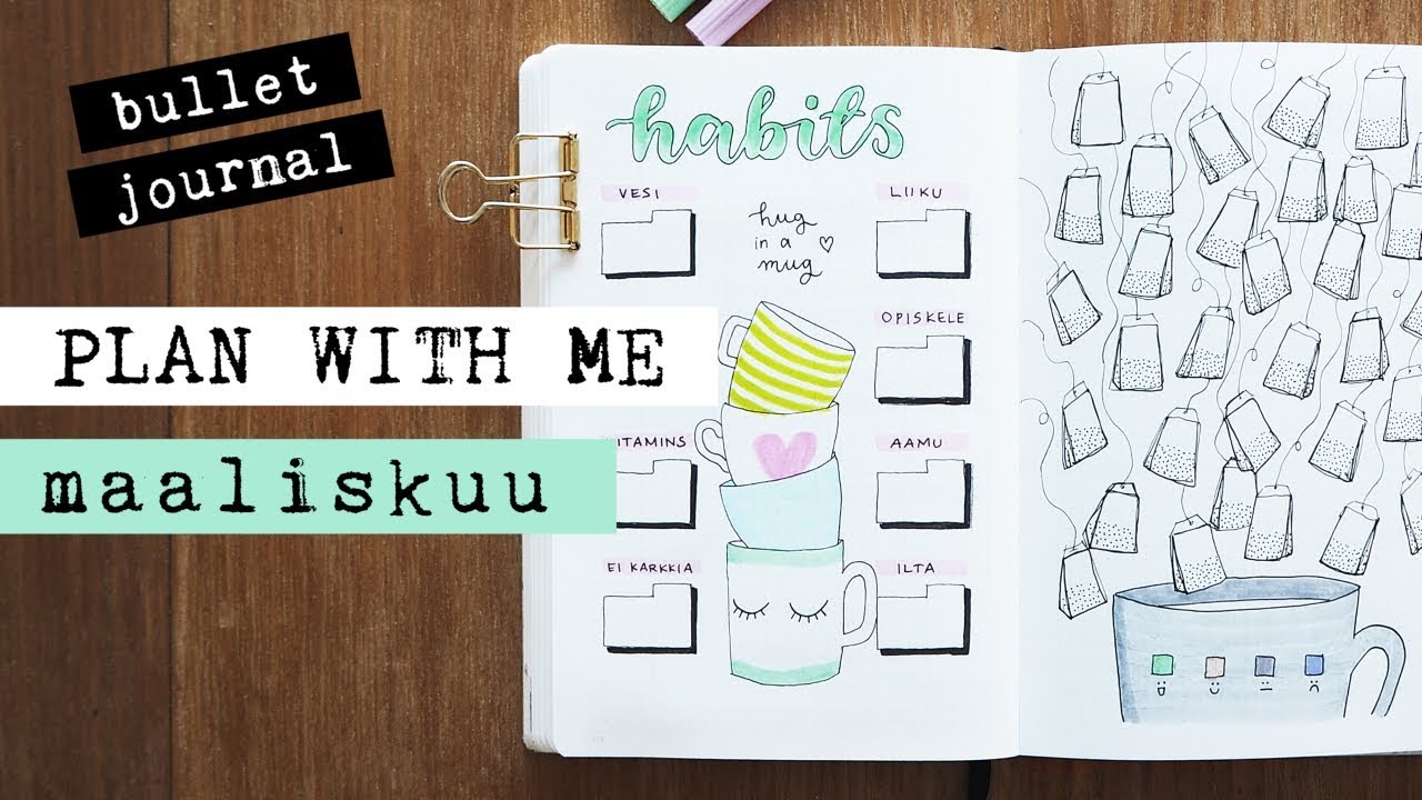 PLAN WITH ME maaliskuu ☕🍰 Bullet journal Suomi