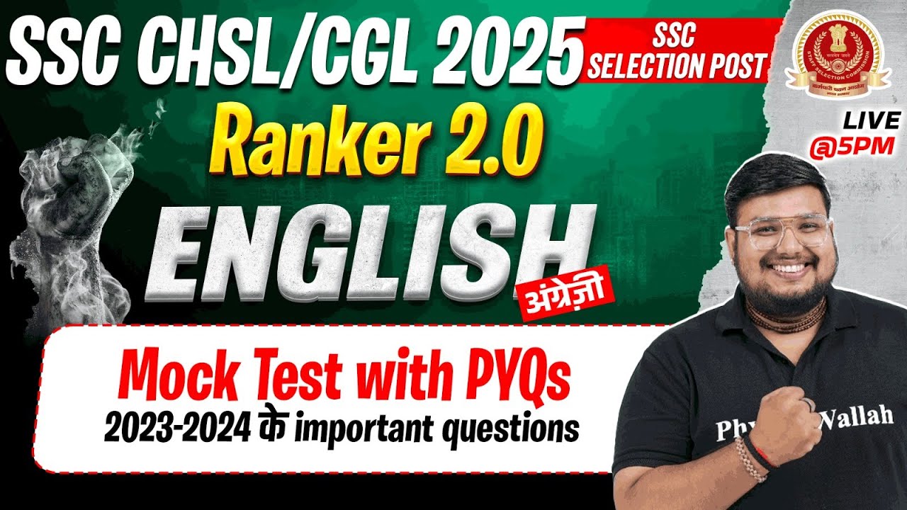 SSC CHSL English 2025 | SSC English Mock Test With PYQs | SSC CGL English Class | By Bhragu Sir