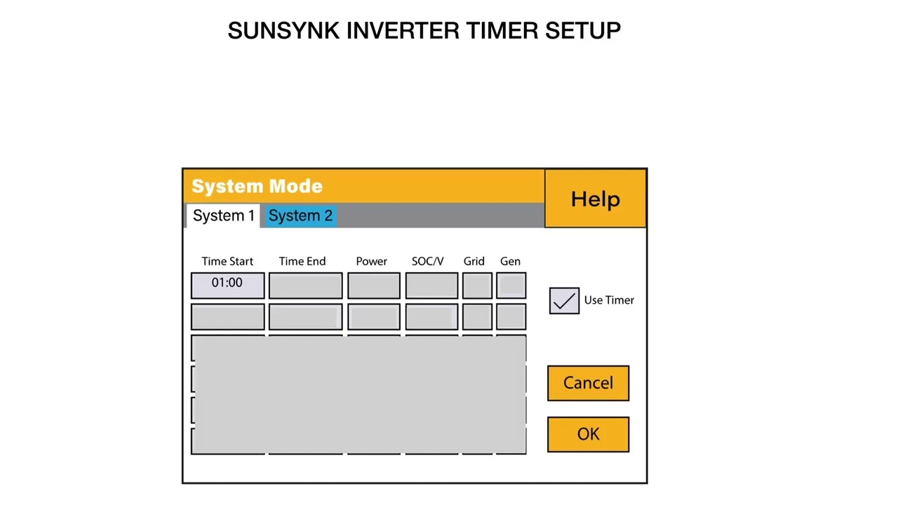 How to set Sunsynk Timer settings