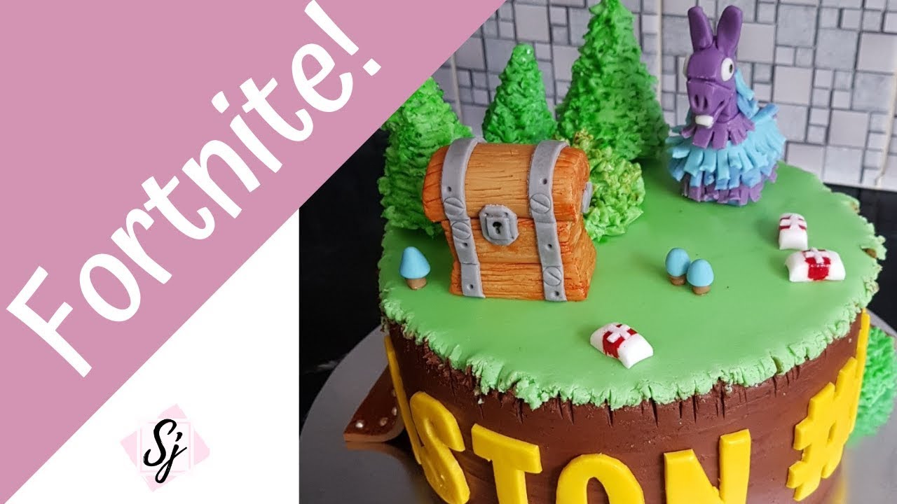 FORTNITE CAKE TUTORIAL!! Including, fondant llama & chest!!