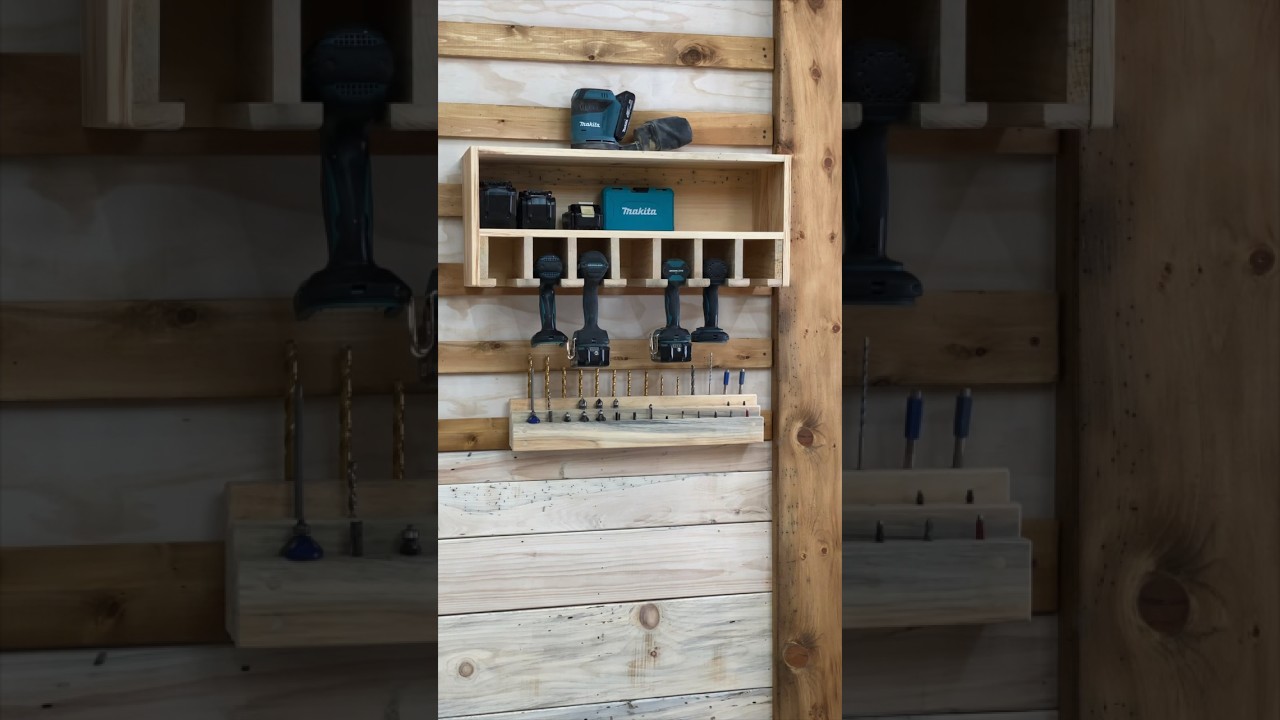 French Cleat Drill Holder  -  #diywoodworking #woodworking #homeimprovement