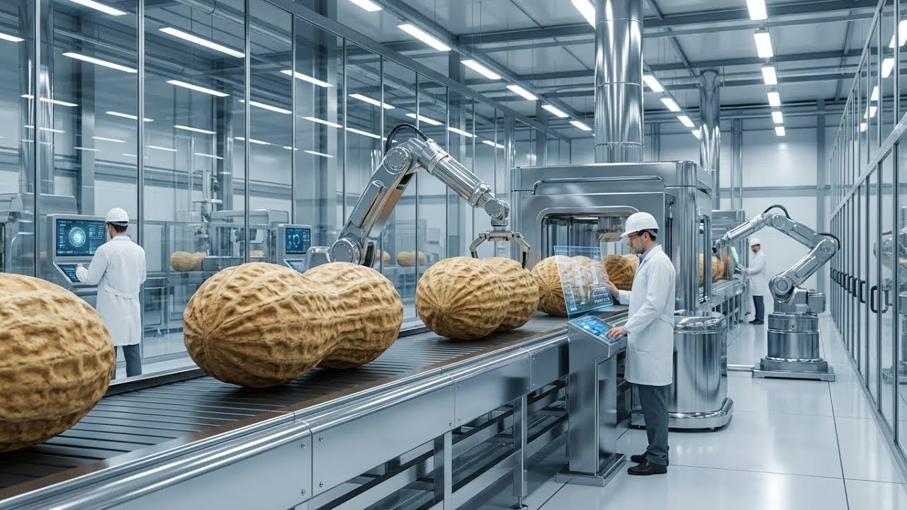 Inside a peanut processing factory how roasted peanuts are made
