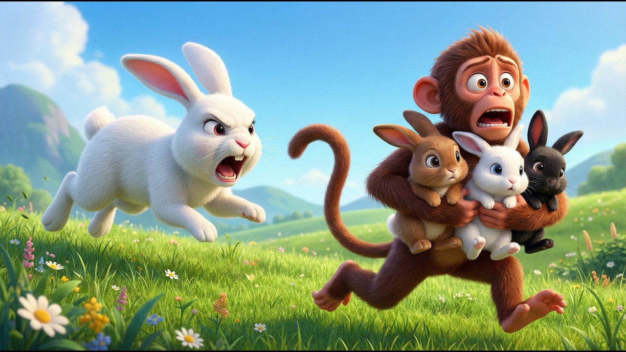 Baby Playful Monkey & Three Little Rabbits 🐒🐇 Old MacDonald’s Farm!   | Funny Animal Best Friends ❤️