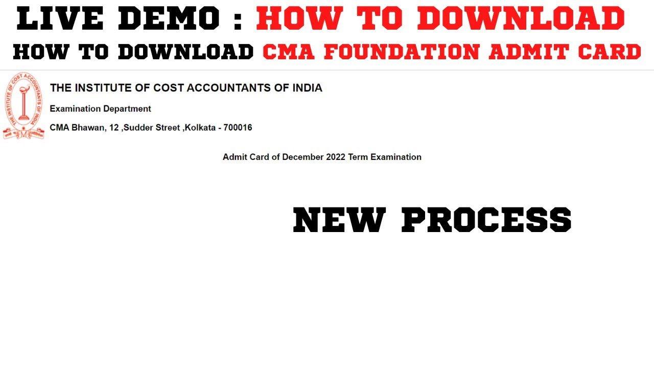 Live Demo | How To Download CMA Foundation December 2022 Admit card New Process