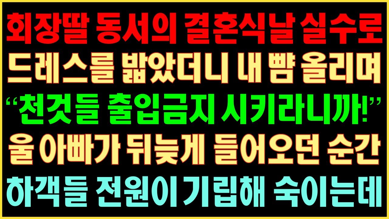 [반전실화사연] 회장딸 동서의 결혼식날 실수로 드레스를 밟았더니 내 뺨 올리며 