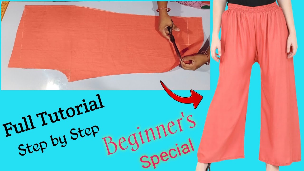 Palazzo pant Cutting and Stitching Full Tutorial / plazzo makes easy / how to make Palazzo easy