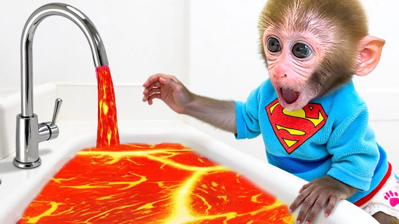Monkey Baby Bon Bon and the Little Duckling Team Up to Save a Giant Watermelon from Lava.