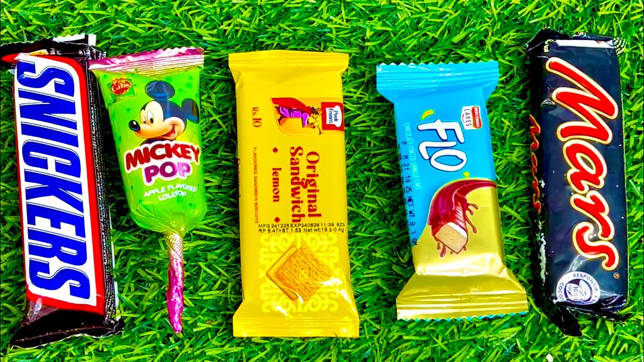 ASMR Most Popular Candys / some lots of colorful rainbow lollipop candy / unpacking chocolate eat